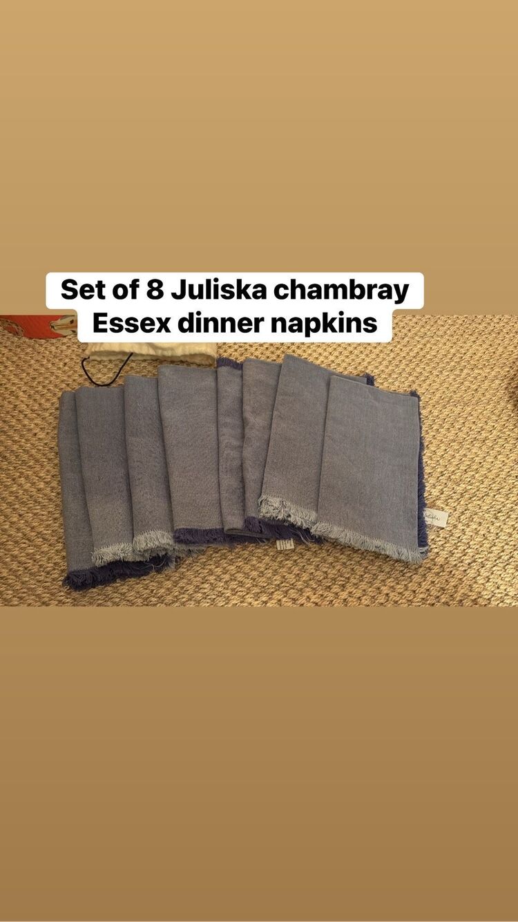 Set of 8 Juliska Essex Dinner Napkins Chambray